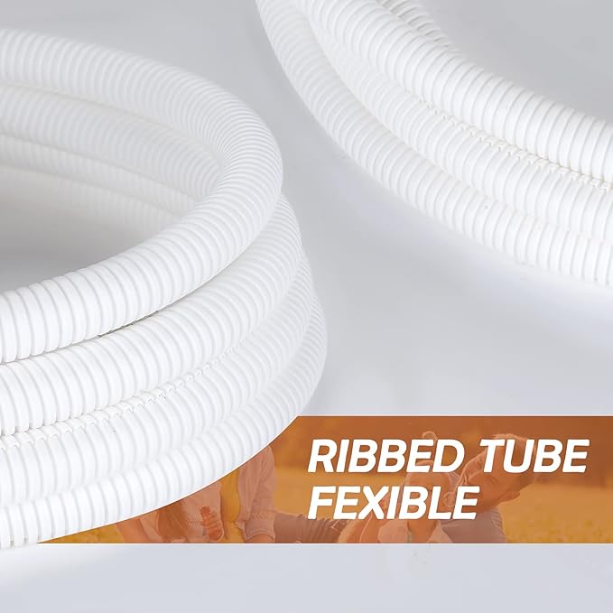 ZhiYo 20FT 3/8” Wire Loom Split Tubing Auto Wire Conduit Flexible Cover | High Temperature Heat Resistant -40F to 257F | Plastic Cover for Electrical Wires & Cables, White