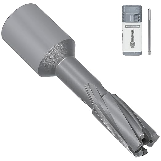 KEENTECH Carbide-Tipped Annular Cutter, 1/2" Diameter x 1-3/8" Depth, 3/4" Weldon Shank (2 Flat), High Speed Cutting TCT Mag Drill Bit with Pilot Pin for Harder Material, Stainless Steel, Cast Iron