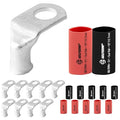 SELTERM 10pcs - 6 AWG 5/16" (Wide Pad) Stud- 90° Bent Battery Lugs- Ring Terminal Connectors with 12pcs 3:1 Black & Red 1/2" Heat Shrink Tubing- Heavy Duty Cable Ends- Tinned Copper Wire Connector Kit