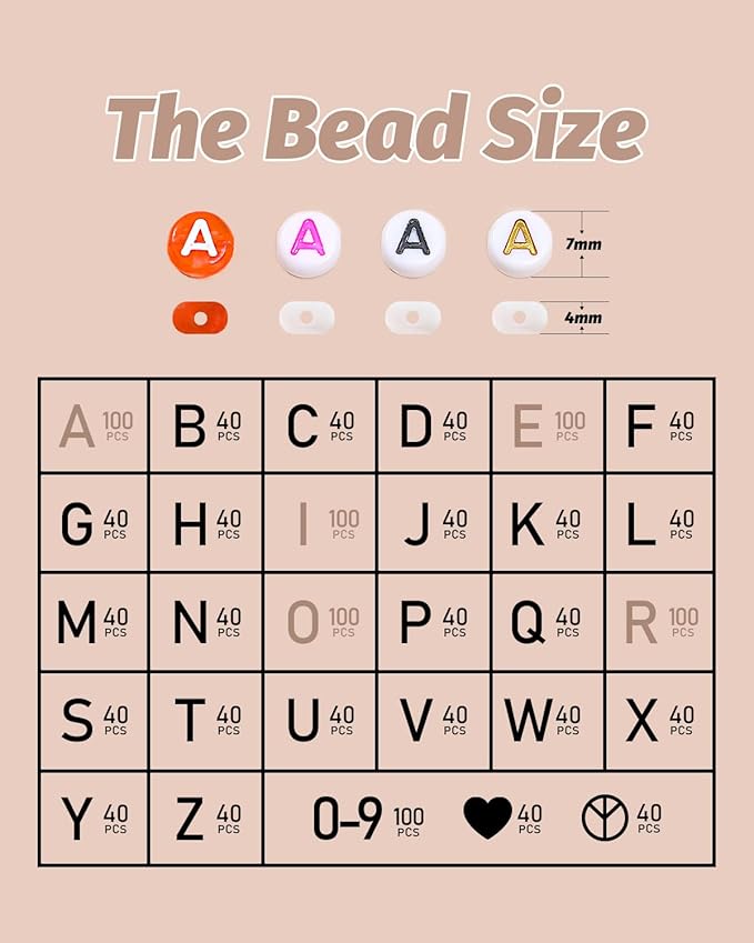 DoDoBeads Black Letter Beads for Bracelets - Image 2