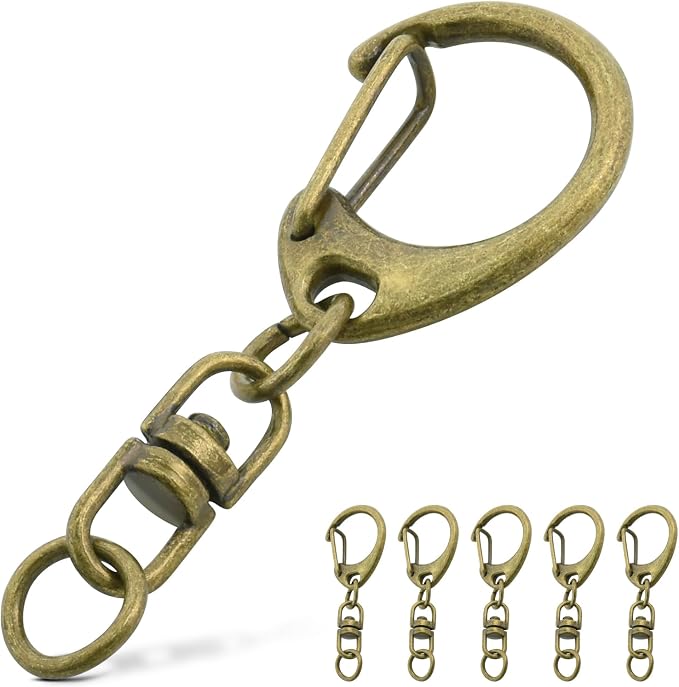 25 Pack Lobster Claw Clasps Keychain Kit, Bronze Keychain Clip by CooBigo