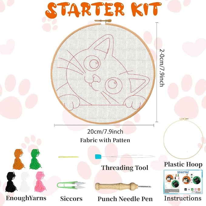 BEUNITONE 2Pcs Cute Cat Punch Needle Kit - Image 2