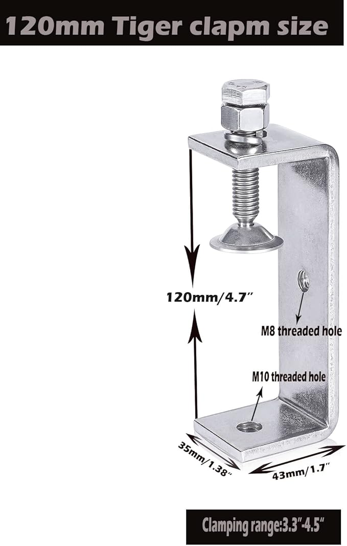 Clamp Heavy Duty Tiger Clamp Metal C Clamps Woodworking C-Clamp With Wide Jaw Openings (120MM)，2PCS