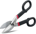 ZKH 8 Inch Tin Snips, Alloy Steel Forged Heavy Duty Metal Shears with Comfortable Two-Color PVC Dipped Plastic Handle, Metal Snips for Cutting Sheet Metal