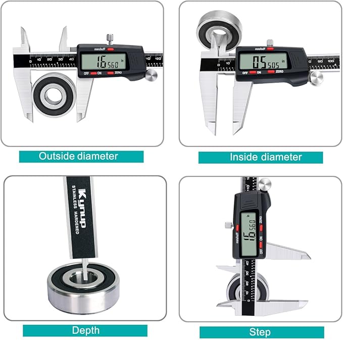 Kynup Digital Caliper, 8 Inch Micrometer Caliper Tool, Vernier Caliper with Stainless Steel Body, Large LCD Screen, Auto - Off Feature, Inch Metric Fraction Conversion (200mm)