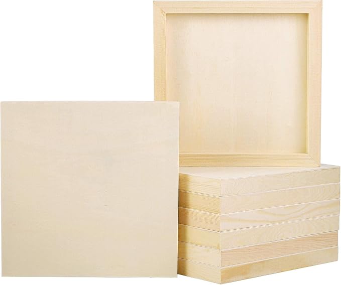 ADXCO 8 Pack Wood Panels 8 x 8 Inch Unfinished Wood Canvas Wooden Panel Boards by Unknown