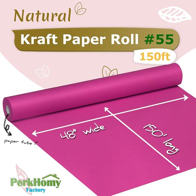PerkHomy Rose Red Kraft Paper Roll 48" x 1 - Image 2