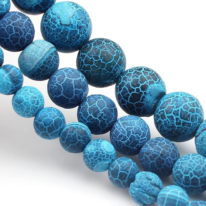 10mm Matte Blue Frosted Agate Bead, 15-Inch Matte Round Loose Stone Beads - Image 6
