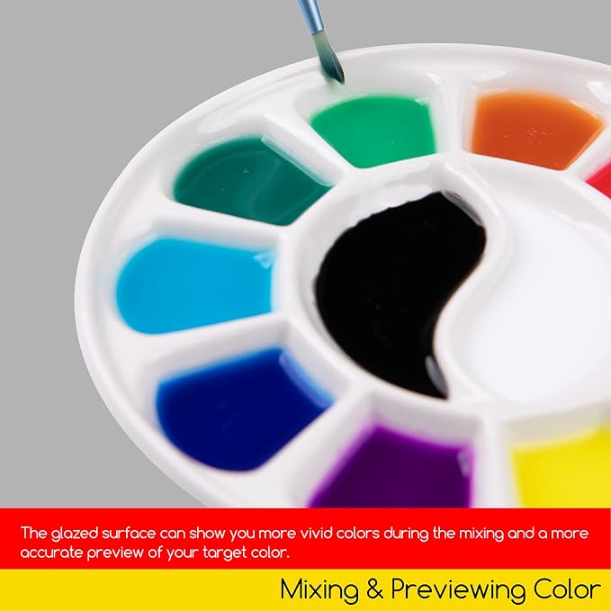 MEEDEN 12-Well Round Porcelain Watercolor Paint Palette - Image 5