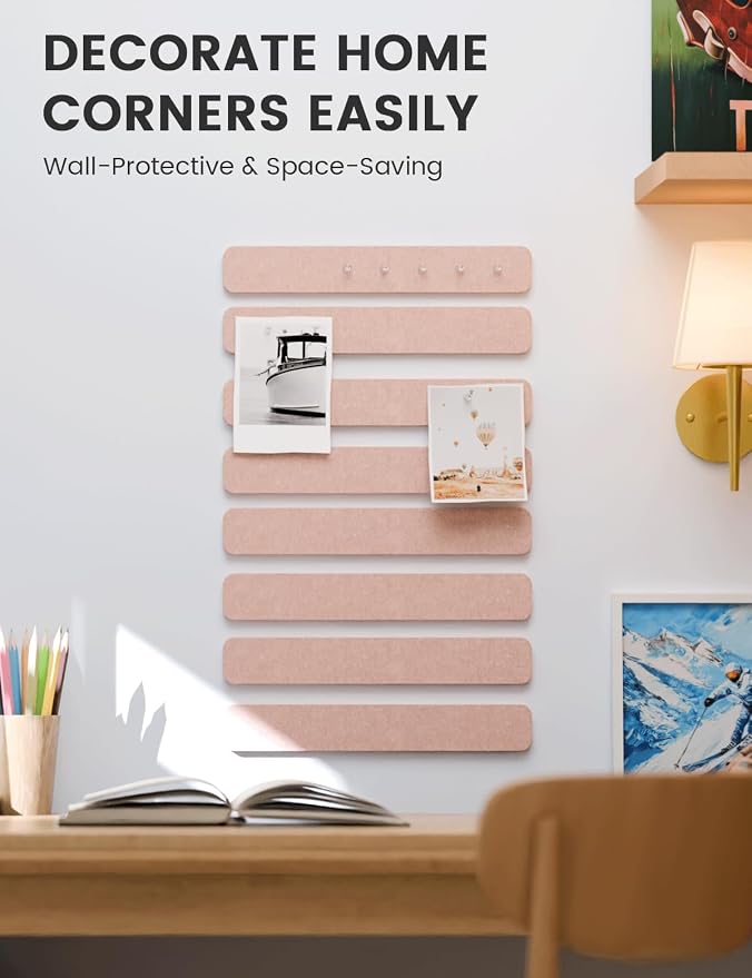 Fluxynara Cork Board Alternative Felt Strip Board 8-Pack 13"x2", Office Pin - Image 4