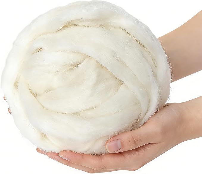 3.4oz Needle Felting Wool Star White, Wool Roving by %22VNAKER%22+Flagship