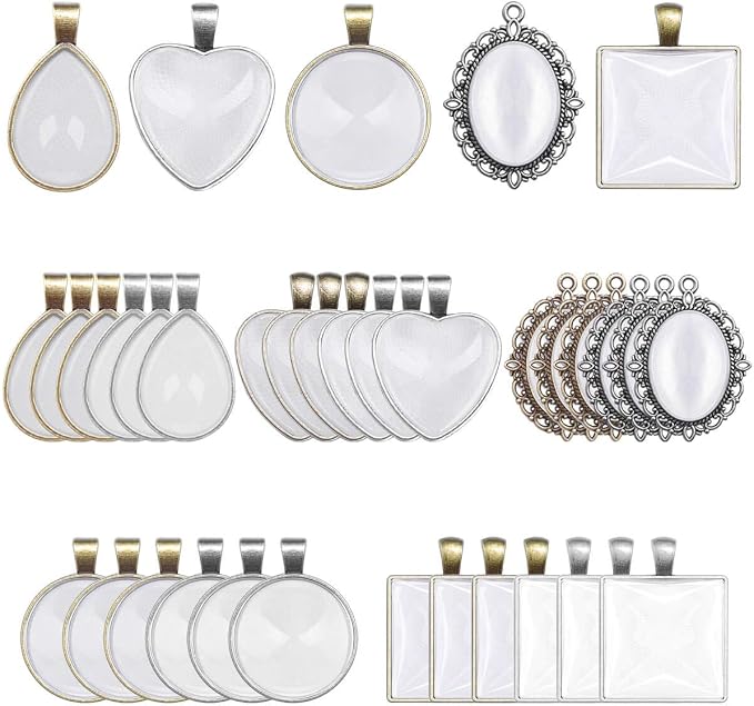 Anezus 60Pcs Pendant Trays, Bezel Pendant Trays Blanks by anezus