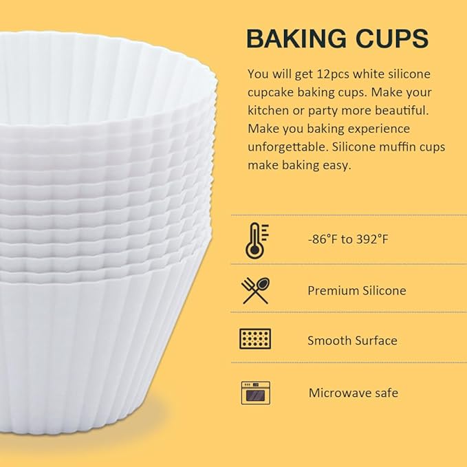 Extra Large Silicone Cupcake Muffin Cups 12 Pcs | Non-stick, - Image 3