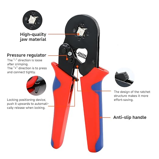 Wire Ferrule Crimping Tool Kit, Carbon Steel Crimper, 7 Sizes PVC Ferrules AWG 28-5, Crimp with 1700Pcs Hexagonal End Ferrules, for Connection (7 Sizes 1700PCS)