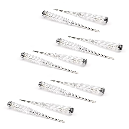Fielect 20pcs Voltage Tester Voltage Detector Pen Circuit Tester Tool Steel Batch Slotted Test Pencil JRDB-865 AC/DC 100-500V Clear