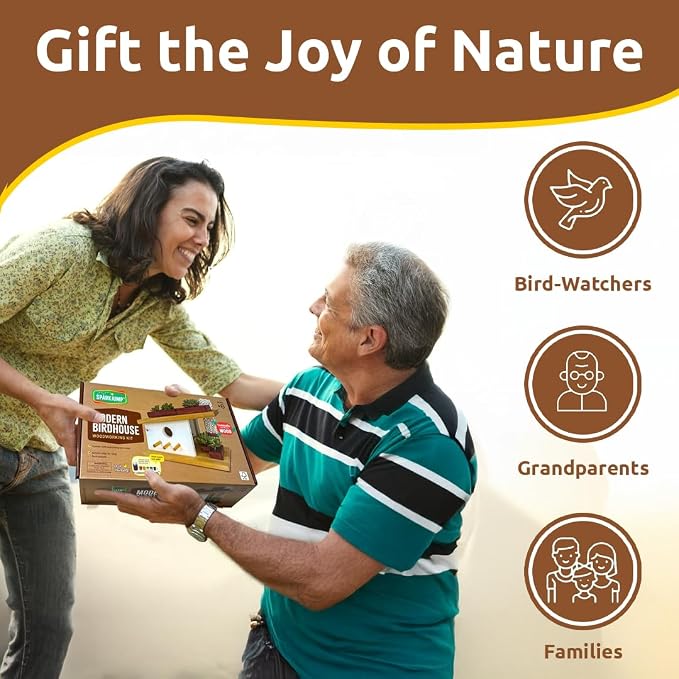 SparkJump Modern Birdhouse Woodworking Kit, Complete DIY Birdhouse - Image 7