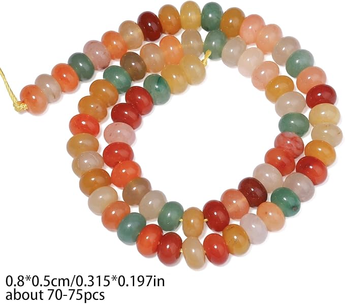 Songxi 5x8mm Natural Golden Silk Jade Stone Rondelle Beads, Gemstone - Image 2
