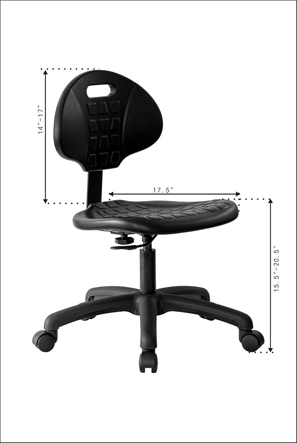 Chair Master (Low Table Chair, Standard Casters - Easy to Clean! Ergonomic Polyurethane Chair. Seat Height Range 15.5"-20.5".
