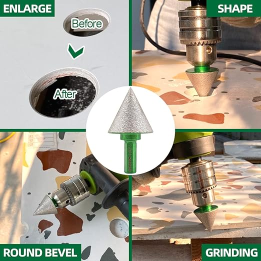 Diamond Core Drill Bit Kit - 6/8/10/20/25/28/35mm Triangle Shank+35mm Hex shank Beveling Chamfer Bit Tile Hole Saws for Dry Drilling Porcelain Ceramic Tile Granite Marble Stone