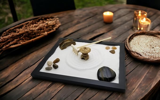 Zen Sand Garden for Desk with Rake, Rocks and Figures - Image 4
