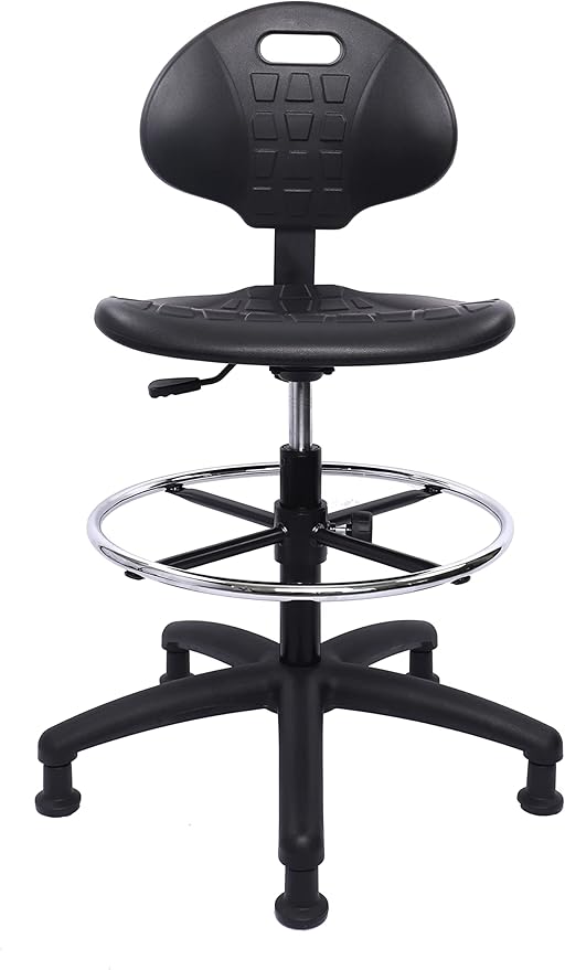 Chair Master (Tall Bench Stool, Glides Easy to Clean! Ergonomic Polyurethane Drafting Stool. Seat Height Range 23"-33". Heavy Duty Adj. Footring. for Home Office Lab Workstation