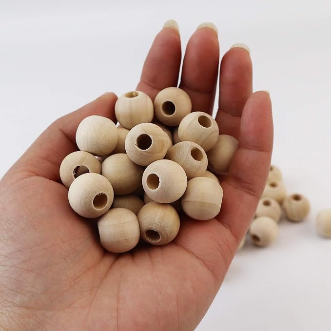 100pcs 16mm Natural Wood Beads Unfinished Round Wooden Loose Spacer - Image 4