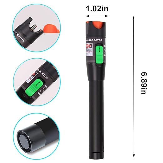 Visual Fault Locator 30KM, VFL Fiber Optic Tester Kit Include Single Mode 9/125um FC Male to LC Female Adapter, Fiber Light Pen for Network Cable Test