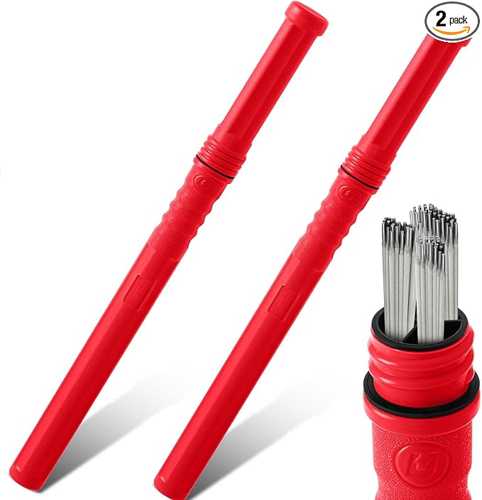 Tandefio 2 Pcs Welding Rod Storage 40 Inch Tig Rod Storage Canisters Welding Electrode Holder Airproof Waterproof Welding Rod Container (Red)