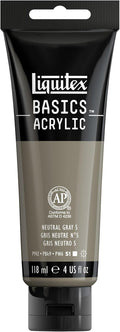 Liquitex BASICS Acrylic Paint, 118ml Tube, Neutral Gray Value 5 by Liquitex