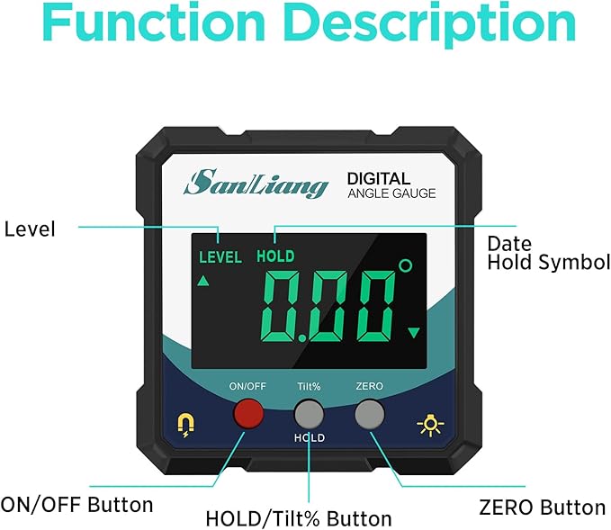 Digital Level Angle Gauge Meter Magnetic Electronic Level Angle Finder Tool Protractor Inclinometer Woodworking Tools with Magnet for Construction, Woodworking and Machinery.