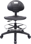 CHAIR MASTER Drafting Stool - Easy to Clean! Ergonomic Polyurethane Chair. Seat Height Adjustable w/Heavy Duty Footring for Home, Automotive, Lab, Cleanroom (Standard Casters, Medium Stool)