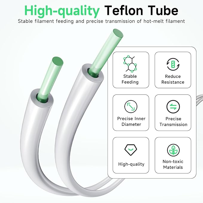 YOOPAI PTFE Teflon Tubing 5m with Cutter, 2.5mm ID × 4mm OD PTFE Teflon Tube Fits Direct Drive Extruder 3D Printer, for Bambu Lab A1/A1 mini/P1P/P1S/X1C for Creality K1/K1 Max/Ender 3 V3 (White)