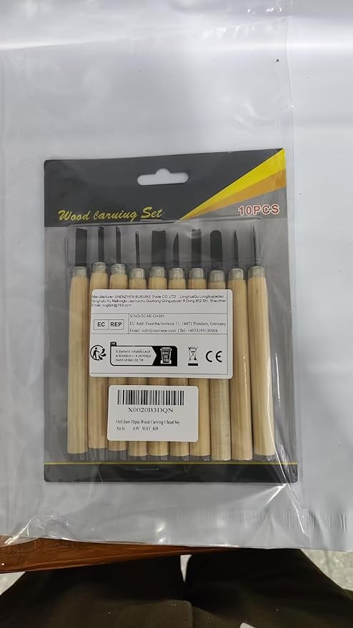 OriGlam 10pcs Professional Wood Carving Chisel Set - Carbon Steel Woodworking Tools, Power Grip Chisels Great for Carving and Woodworking