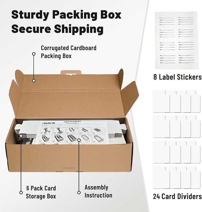 NUMINA 6 Pack 2-Row Large Card Storage Boxes, Holds up to 1800 Cards per Box - Image 6