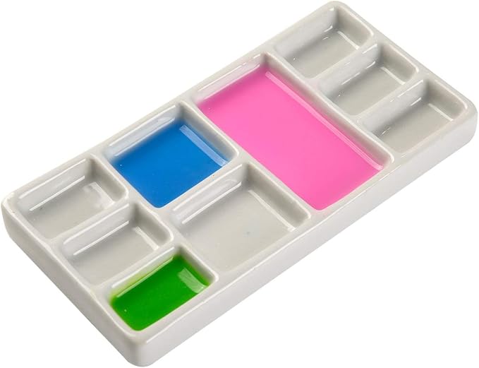 MEEDEN 9-Well News Ceramic Rectangle Artist Paint Palette - Image 3