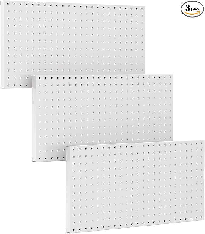 TORACK 3Pcs Metal Pegboard Panels(12x24 inch) for Wall Garage Utility Tools Storage Pegboard for Workbench, Modular Peg Board Tool Organizer Boards(Pack of 3, Grey)
