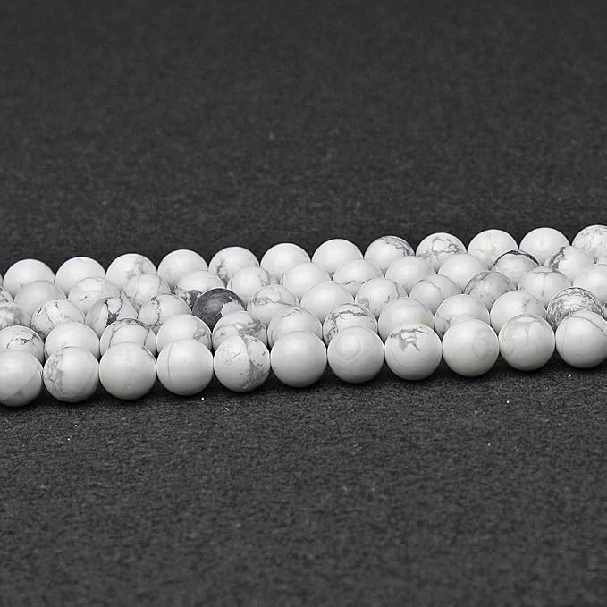 MJDCB AAAA Natural Stone Beads White Howlite Turquoise Round Loose Beads - Image 3