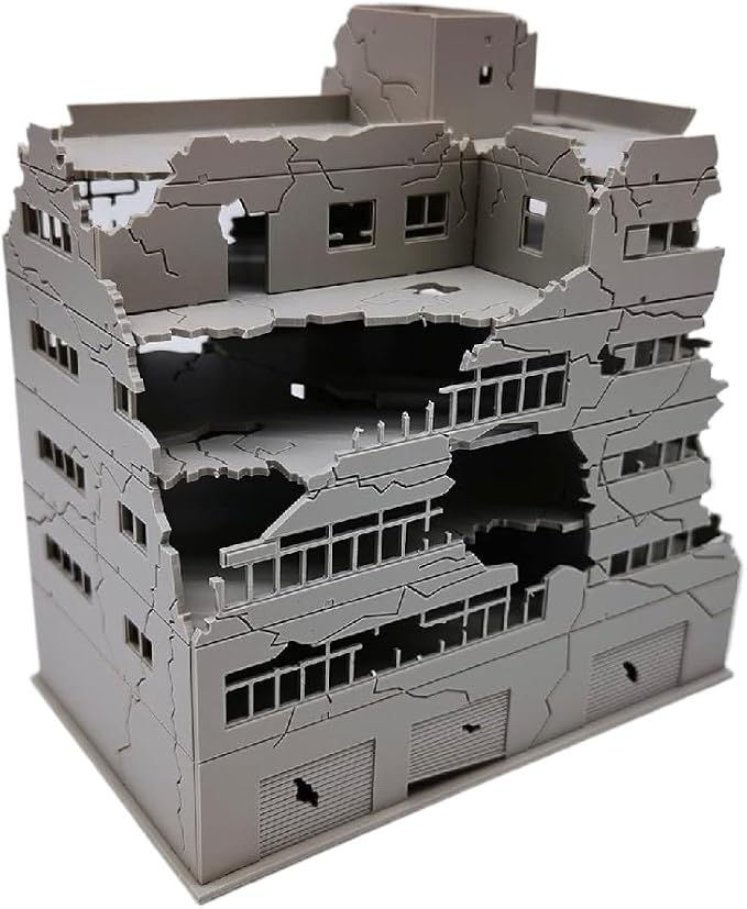SiyphuNing N Scale 1/144 Large Size Wide 5.2inch Ruined Damaged Building After - Image 2