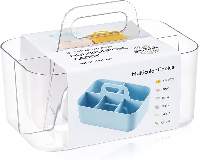 Multiuse Caddy Organizer with Handle, Portable Divided Plastic Tote Bin - Image 8