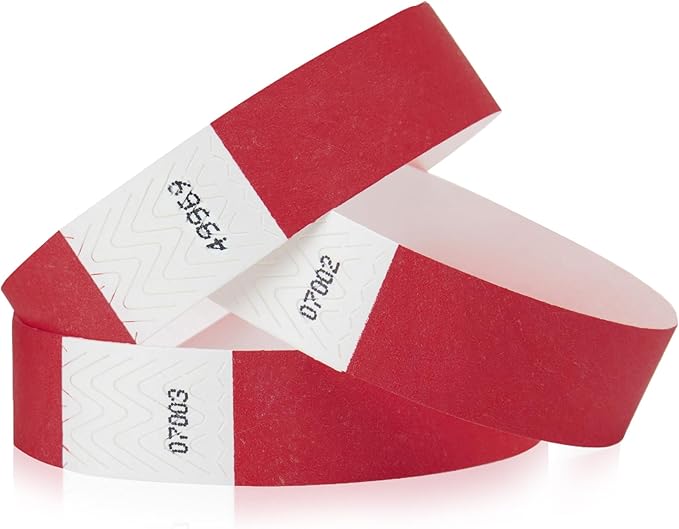 1,000 WristCo Cranberry Tyvek Wristbands for Events - Comfortable Tear Resistant Paper Bracelets ID Wrist Bands for Concerts Festivals Admission Party Identification