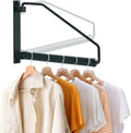 NEWRAIN Folding Clothes Hanger Rack, Wall Mounted Laundry Racks for Drying Clothes,Swing Clothing Hanging System Drying Closet Storage Organizer Black