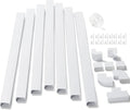126in Cord Hider Kit, ZhiYo Wire Hiders for TV on Wall, Paintable Cable Management Kit, Wire Cover for Wall Mount TV, White Cable Raceway, Cord Cover Wall Wire Management Kit, 8xL15.7in W1.18inH0.67in