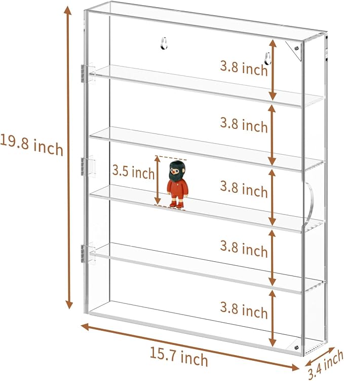 NIUBEE Acrylic Display Case for Figures: Dustproof Clear Wall Mounted or - Image 2