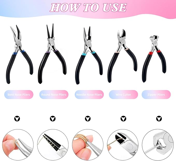 URSKYTOUS 5Pcs Jewelry Pliers Set Pliers - Image 7