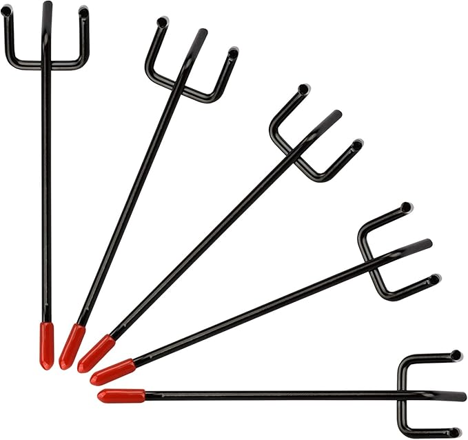 Black E-Coat Steel 4-Inch Pegboard Hooks Hanger Organizer Assortment with Red Cap, 50-Piece
