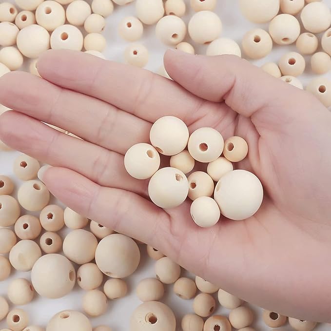 200pcs 12MM Wood Beads Natural Unfinished Round Wooden Loose Beads Wood Spacer - Image 2