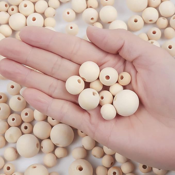 150pcs 14MM Wood Beads Natural Unfinished Round Wooden Loose Beads Wood Spacer - Image 2