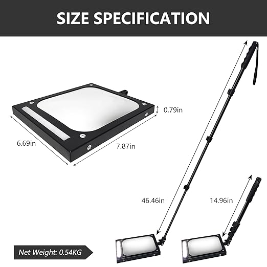 Telescoping Inspection Mirror Portable/Vehicle Inspection Mirror 7.87 Inch, with Rechargable LED Light