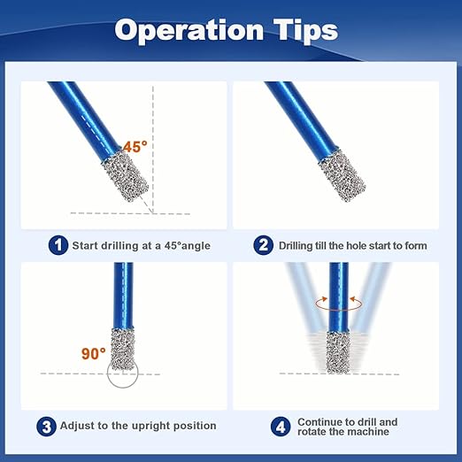 Diamond Core Drill Bit Set - BRSCHNITT 1/4" 5/16" 3/8" 1" 1-3/8" 2" 2-1/2"Diamond Tile Hole Saw Kit for Drilling Porcelain Tile Ceramic Marble Granite,2" Diamond Chamfer Bit&Adapter