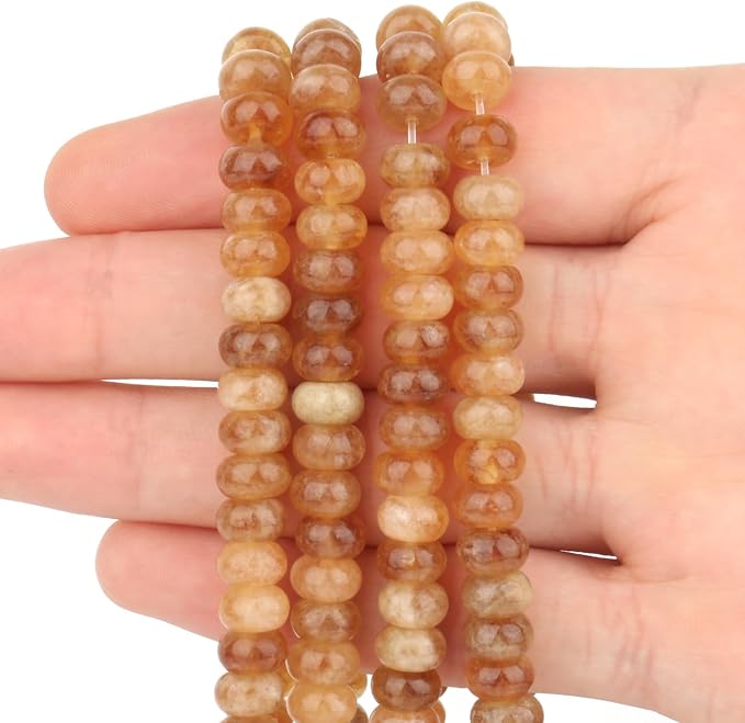 Songxi 5x8mm Natural Yellow Crystal Stone Rondelle Beads, Gemstone - Image 4